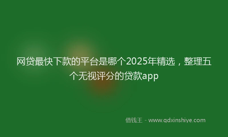 网贷最快下款的平台是哪个2025年精选，整理五个无视评分的贷款app