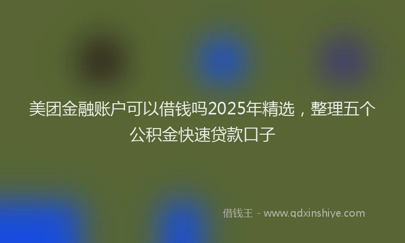 美团金融账户可以借钱吗2025年精选，整理五个公积金快速贷款口子
