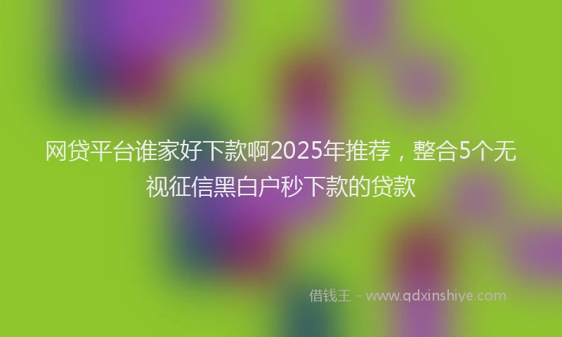 网贷平台谁家好下款啊2025年推荐，整合5个无视征信黑白户秒下款的贷款