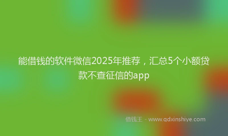 能借钱的软件微信2025年推荐，汇总5个小额贷款不查征信的app