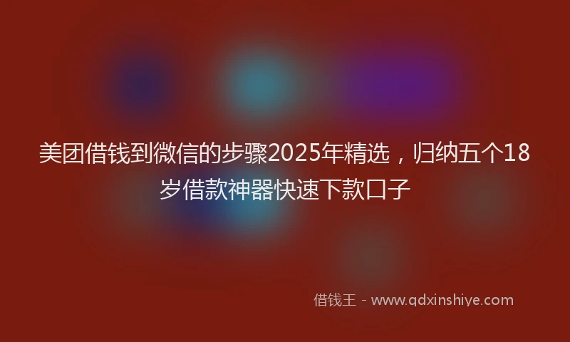 美团借钱到微信的步骤2025年精选，归纳五个18岁借款神器快速下款口子