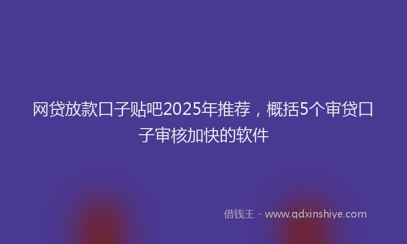 网贷放款口子贴吧2025年推荐，概括5个审贷口子审核加快的软件