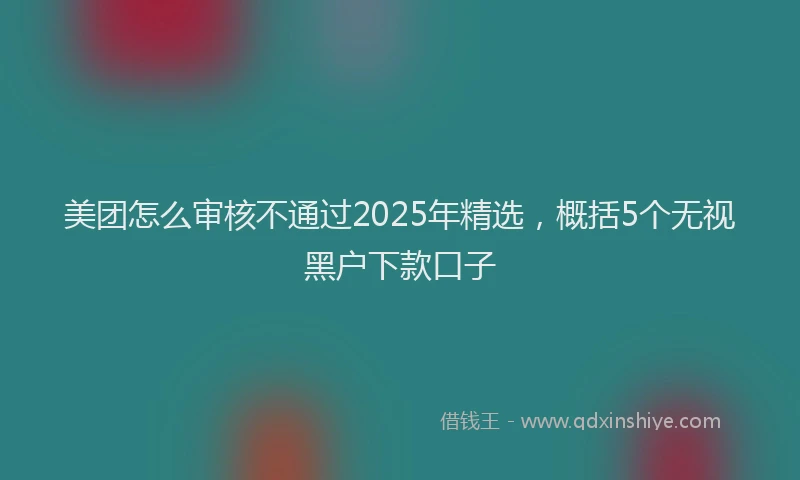 美团怎么审核不通过2025年精选，概括5个无视黑户下款口子