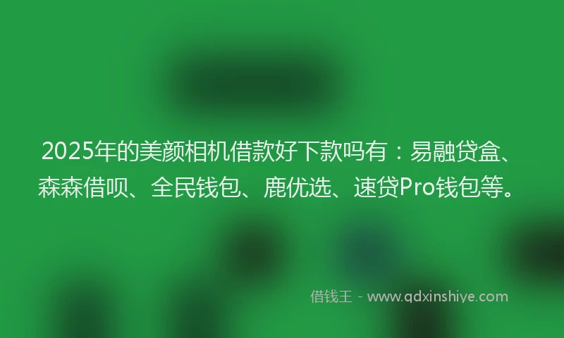 2025年的美颜相机借款好下款吗有：易融贷盒、森森借呗、全民钱包、鹿优选、速贷Pro钱包等。