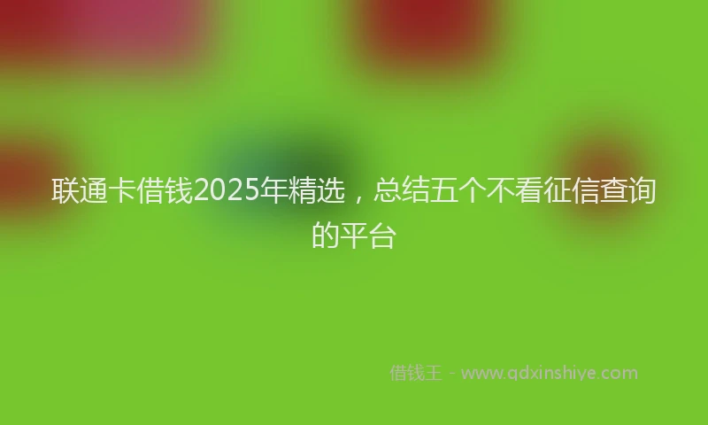 联通卡借钱2025年精选，总结五个不看征信查询的平台