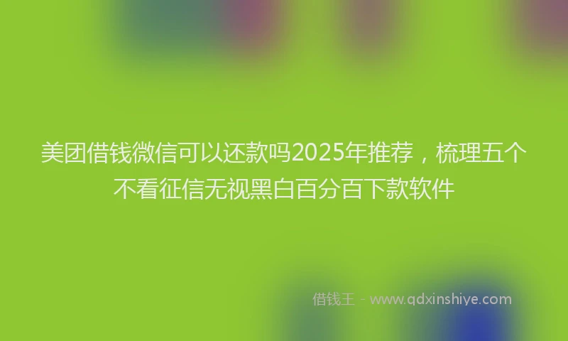美团借钱微信可以还款吗2025年推荐，梳理五个不看征信无视黑白百分百下款软件