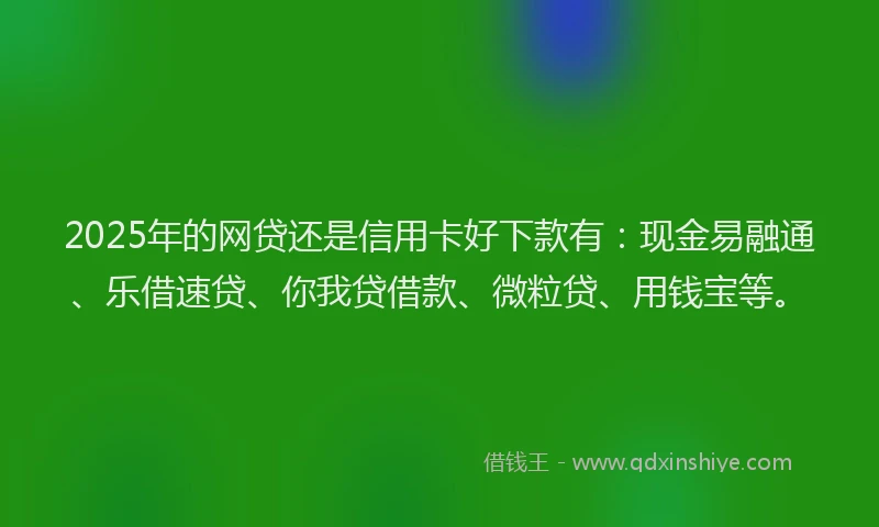2025年的网贷还是信用卡好下款有：现金易融通、乐借速贷、你我贷借款、微粒贷、用钱宝等。