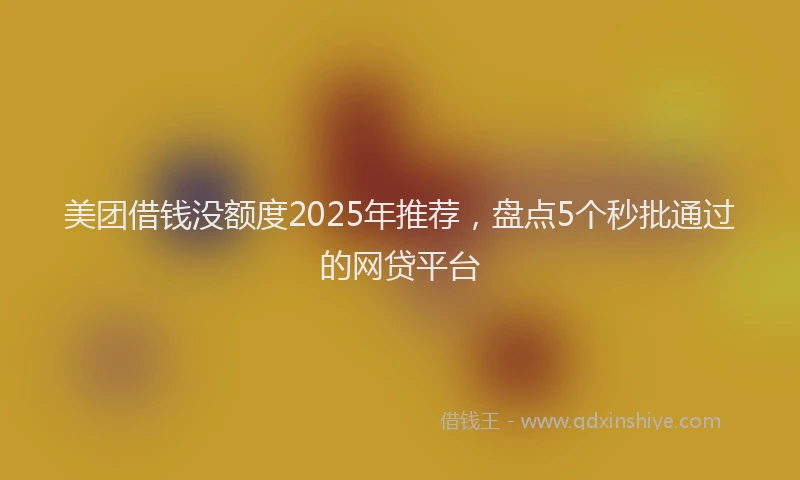 美团借钱没额度2025年推荐，盘点5个秒批通过的网贷平台