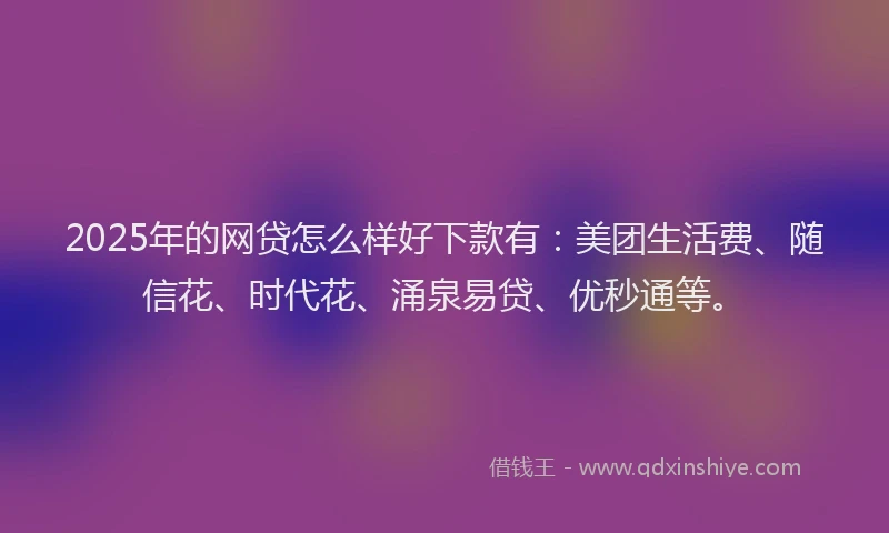 2025年的网贷怎么样好下款有：美团生活费、随信花、时代花、涌泉易贷、优秒通等。