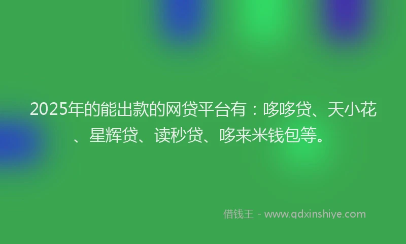 2025年的能出款的网贷平台有：哆哆贷、天小花、星辉贷、读秒贷、哆来米钱包等。