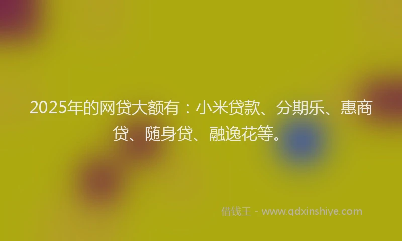 2025年的网贷大额有：小米贷款、分期乐、惠商贷、随身贷、融逸花等。