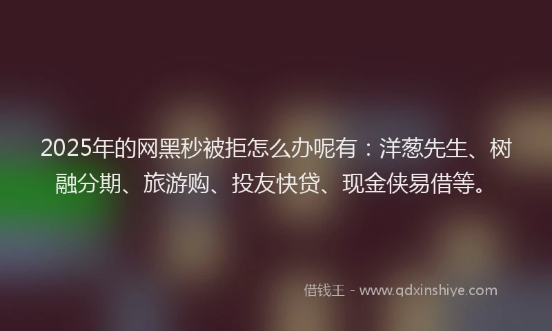 2025年的网黑秒被拒怎么办呢有：洋葱先生、树融分期、旅游购、投友快贷、现金侠易借等。