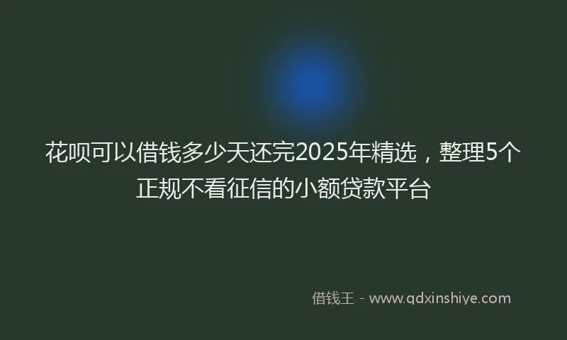 花呗可以借钱多少天还完2025年精选，整理5个正规不看征信的小额贷款平台