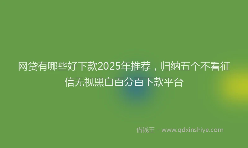 网贷有哪些好下款2025年推荐，归纳五个不看征信无视黑白百分百下款平台