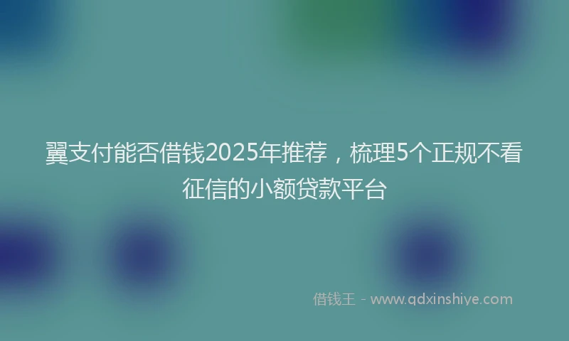 翼支付能否借钱2025年推荐，梳理5个正规不看征信的小额贷款平台