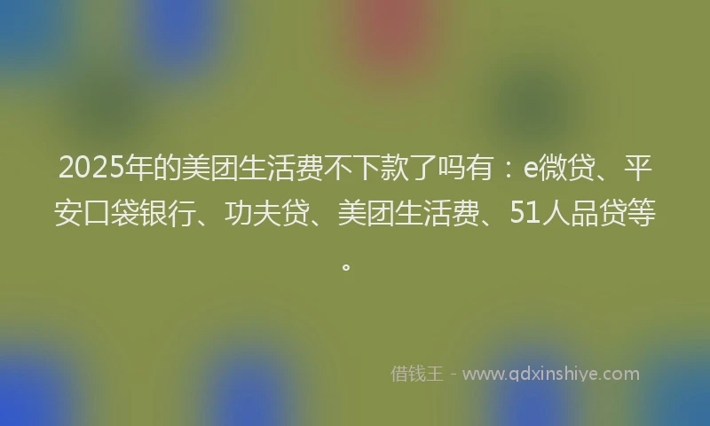 2025年的美团生活费不下款了吗有：e微贷、平安口袋银行、功夫贷、美团生活费、51人品贷等。