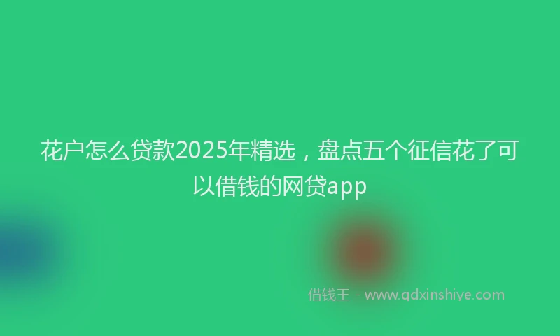 花户怎么贷款2025年精选，盘点五个征信花了可以借钱的网贷app