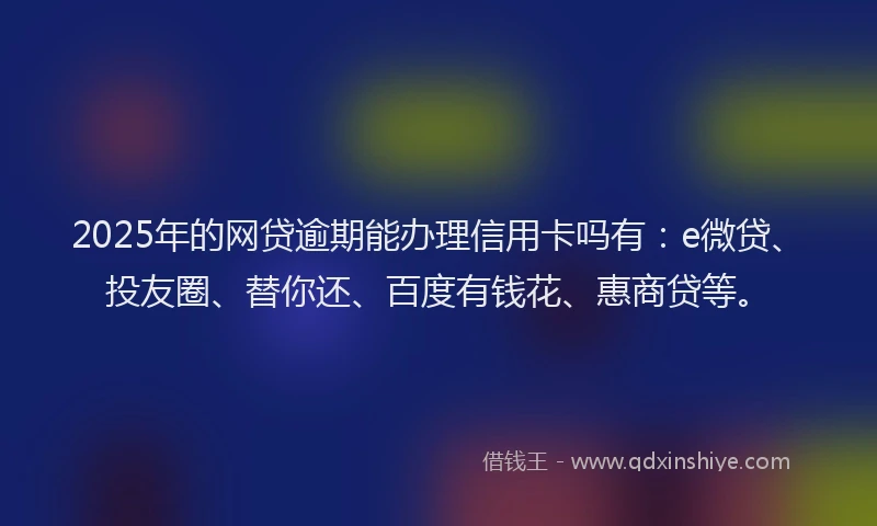 2025年的网贷逾期能办理信用卡吗有：e微贷、投友圈、替你还、百度有钱花、惠商贷等。