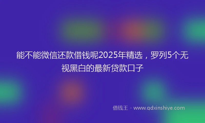 能不能微信还款借钱呢2025年精选，罗列5个无视黑白的最新贷款口子