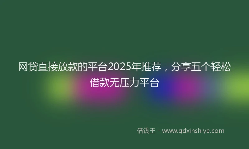 网贷直接放款的平台2025年推荐，分享五个轻松借款无压力平台
