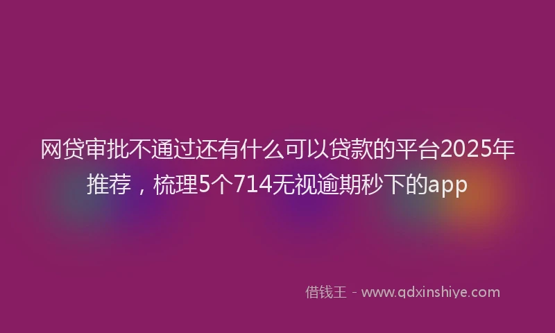 网贷审批不通过还有什么可以贷款的平台2025年推荐，梳理5个714无视逾期秒下的app