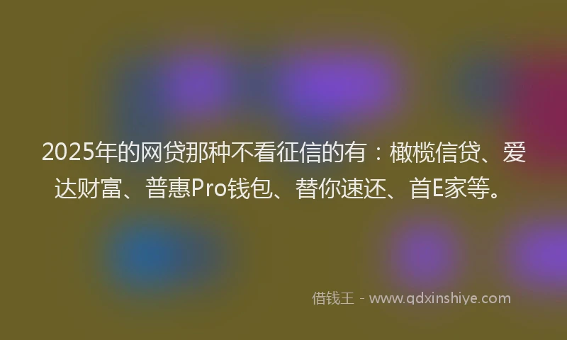 2025年的网贷那种不看征信的有：橄榄信贷、爱达财富、普惠Pro钱包、替你速还、首E家等。