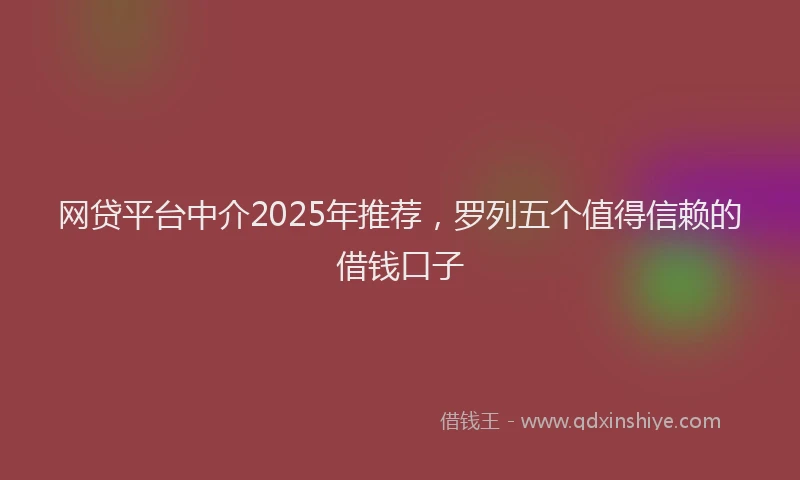 网贷平台中介2025年推荐，罗列五个值得信赖的借钱口子