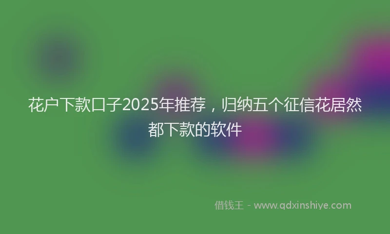 花户下款口子2025年推荐，归纳五个征信花居然都下款的软件