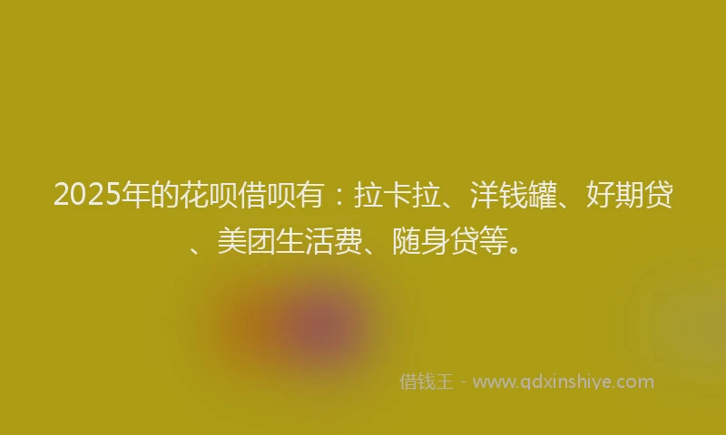 2025年的花呗借呗有：拉卡拉、洋钱罐、好期贷、美团生活费、随身贷等。