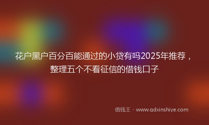 花户黑户百分百能通过的小贷有吗2025年推荐，整理五个不看征信的借钱口子