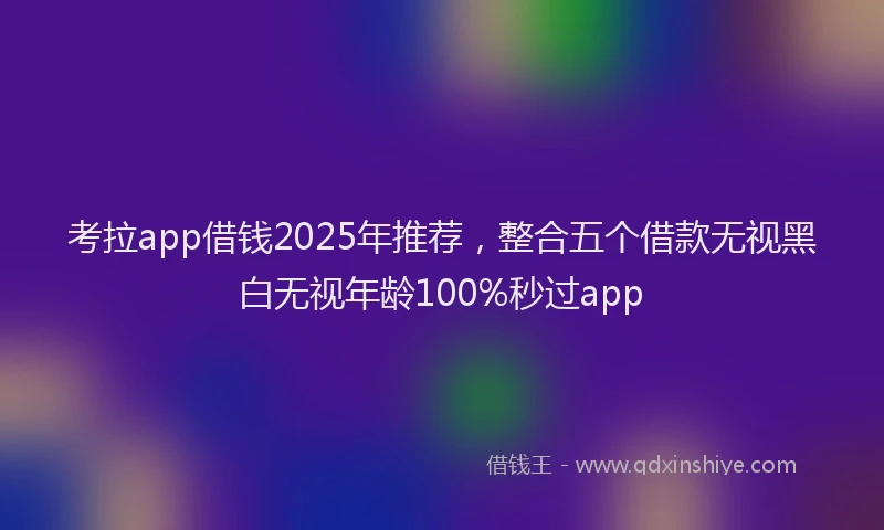 考拉app借钱2025年推荐，整合五个借款无视黑白无视年龄100%秒过app