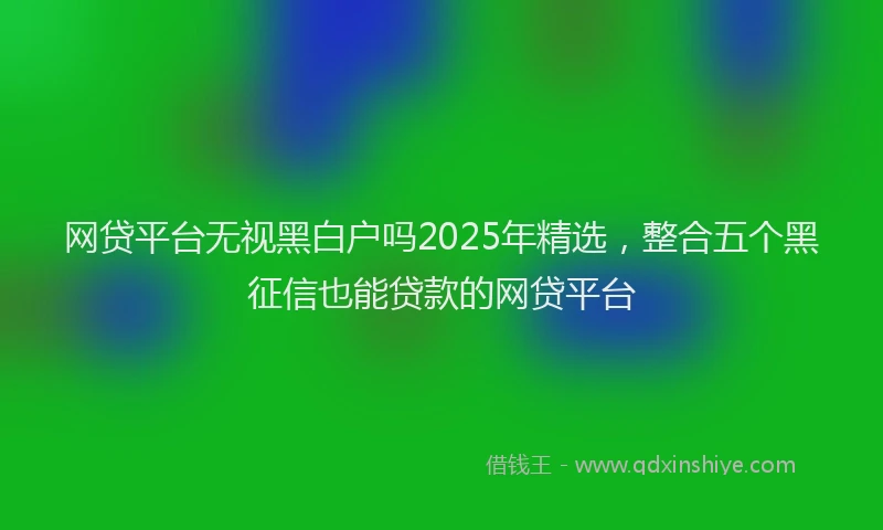 网贷平台无视黑白户吗2025年精选，整合五个黑征信也能贷款的网贷平台