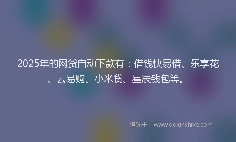 2025年的网贷自动下款有：借钱快易借、乐享花、云易购、小米贷、星辰钱包等。