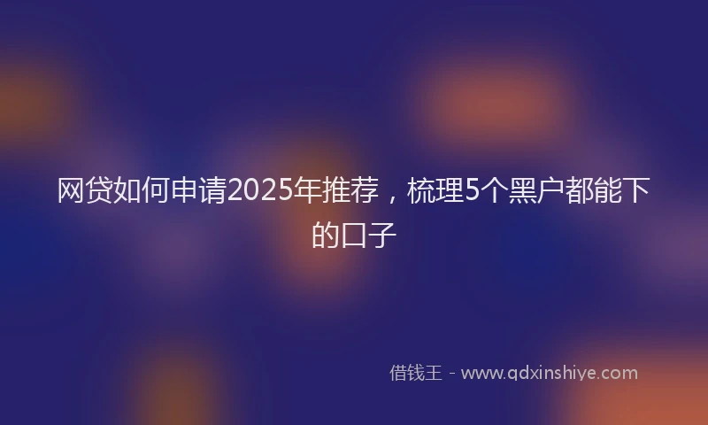 网贷如何申请2025年推荐，梳理5个黑户都能下的口子