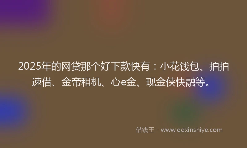 2025年的网贷那个好下款快有：小花钱包、拍拍速借、金帝租机、心e金、现金侠快融等。