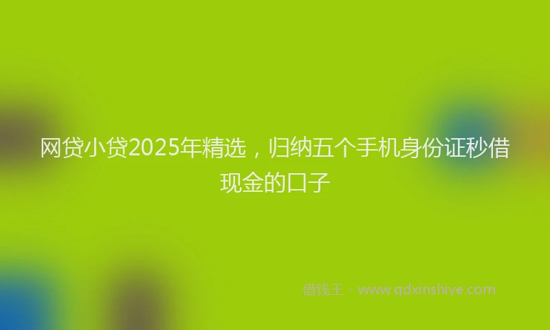 网贷小贷2025年精选，归纳五个手机身份证秒借现金的口子
