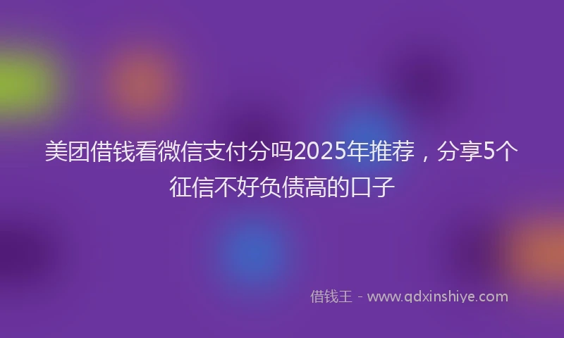 美团借钱看微信支付分吗2025年推荐，分享5个征信不好负债高的口子
