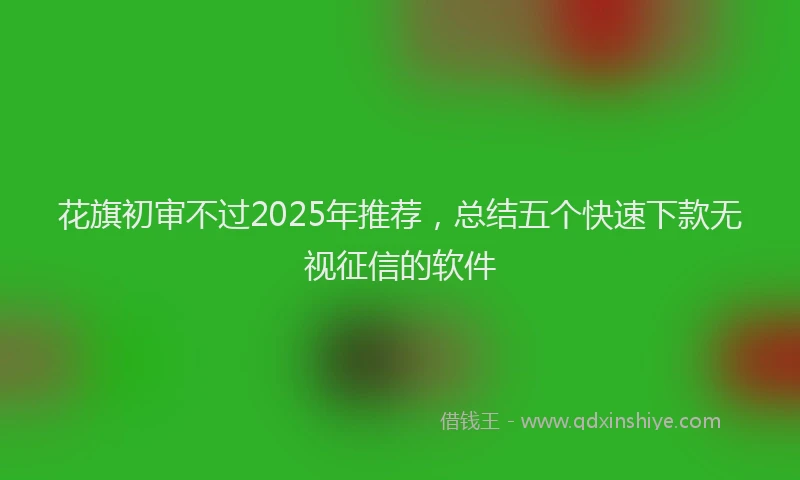 花旗初审不过2025年推荐，总结五个快速下款无视征信的软件