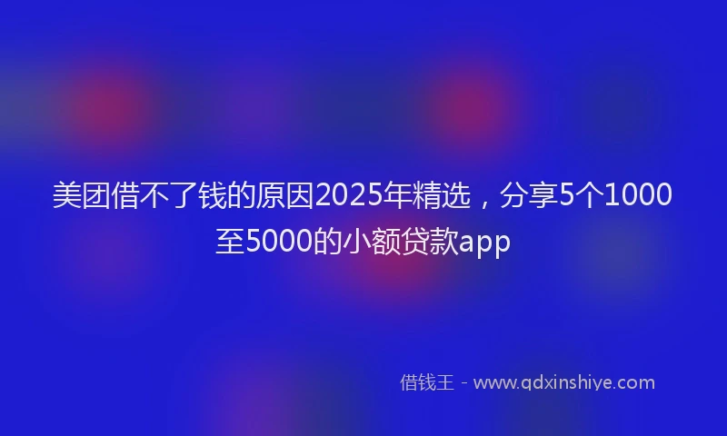 美团借不了钱的原因2025年精选，分享5个1000至5000的小额贷款app