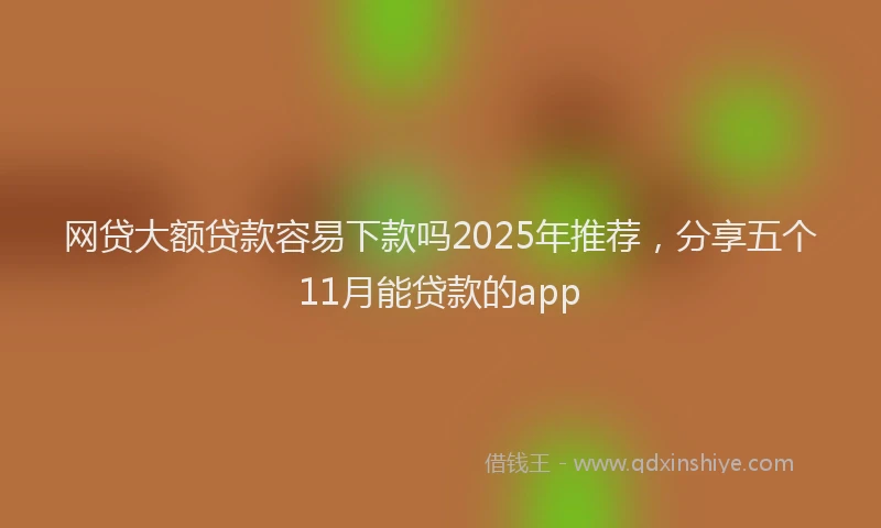 网贷大额贷款容易下款吗2025年推荐，分享五个11月能贷款的app