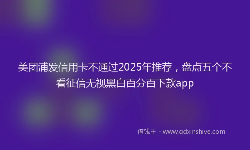 美团浦发信用卡不通过2025年推荐，盘点五个不看征信无视黑白百分百下款app