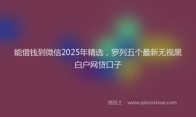 能借钱到微信2025年精选，罗列五个最新无视黑白户网贷口子