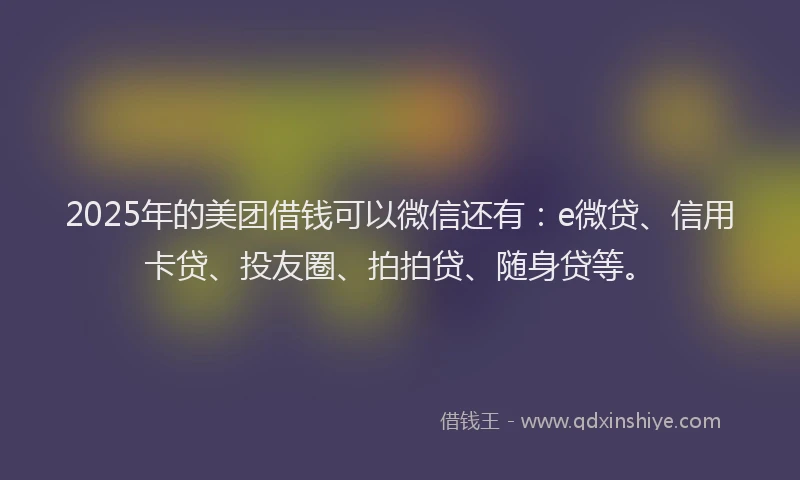 2025年的美团借钱可以微信还有：e微贷、信用卡贷、投友圈、拍拍贷、随身贷等。