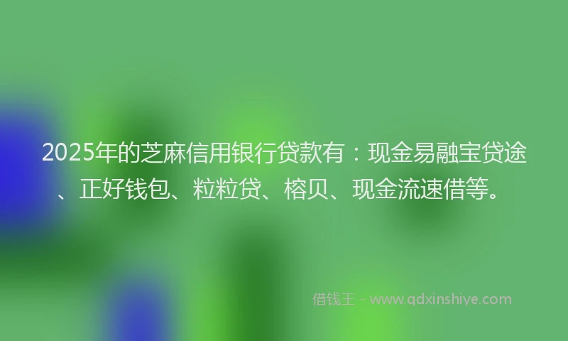 2025年的芝麻信用银行贷款有：现金易融宝贷途、正好钱包、粒粒贷、榕贝、现金流速借等。