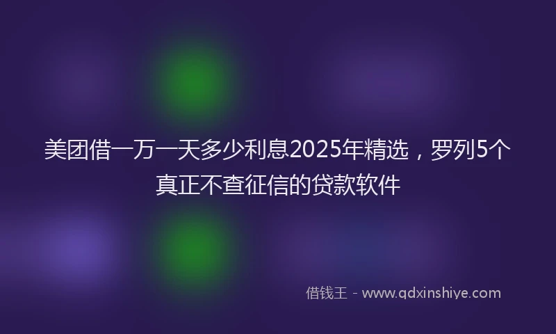 美团借一万一天多少利息2025年精选，罗列5个真正不查征信的贷款软件