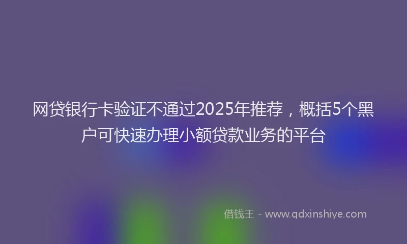 网贷银行卡验证不通过2025年推荐，概括5个黑户可快速办理小额贷款业务的平台
