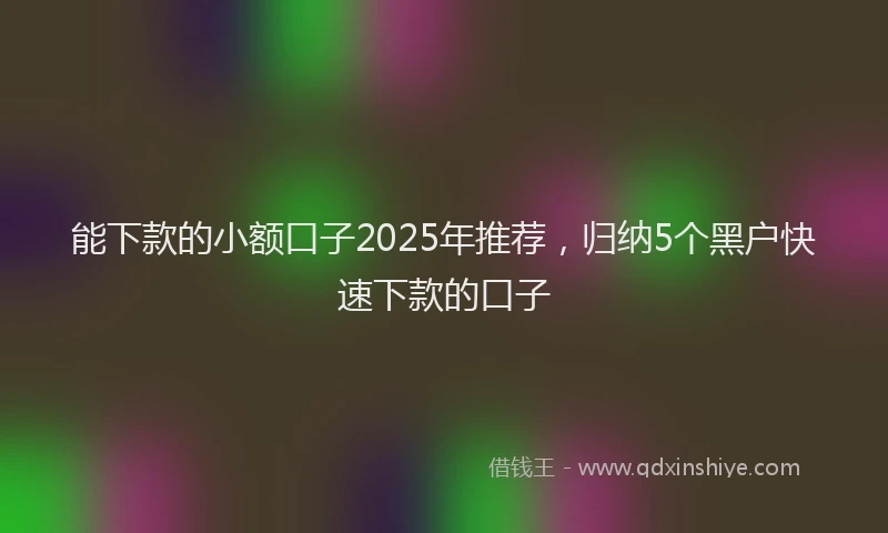 能下款的小额口子2025年推荐，归纳5个黑户快速下款的口子