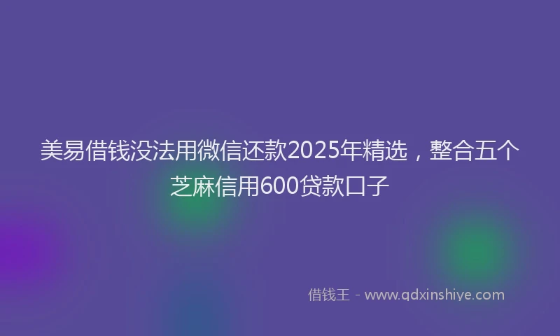 美易借钱没法用微信还款2025年精选，整合五个芝麻信用600贷款口子