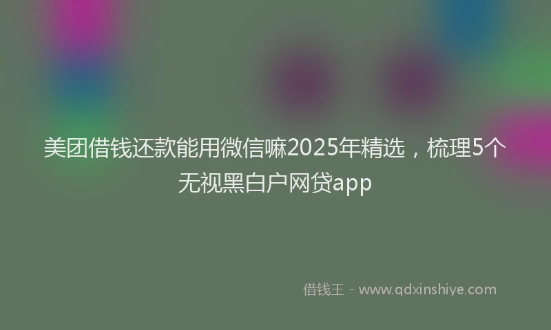 美团借钱还款能用微信嘛2025年精选，梳理5个无视黑白户网贷app