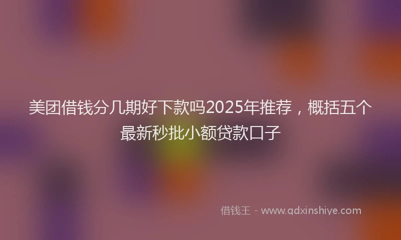 美团借钱分几期好下款吗2025年推荐，概括五个最新秒批小额贷款口子